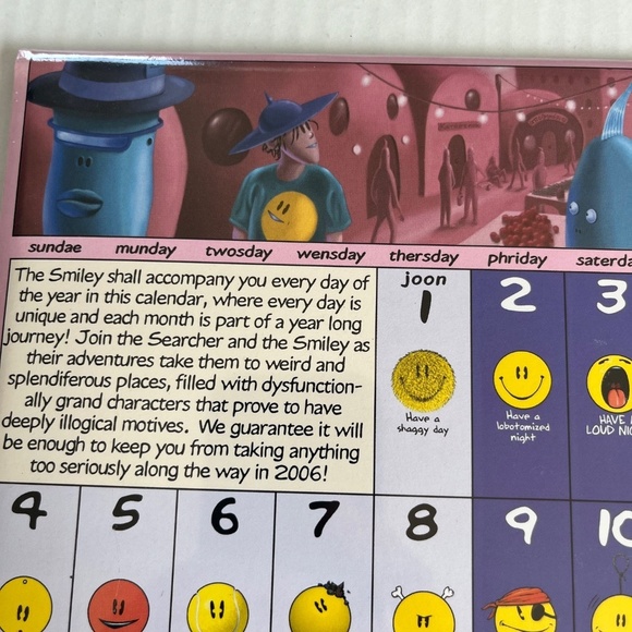 Have a Day Retro 2006 Smiley Faces Collection Wall Art 12 Month Calendar Sealed. - Picture 6 of 11